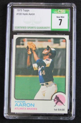 Hank Aaron 1973 Topps #100 CGC/CSG casi nuevo 7 Z749 Foto 1 de 2