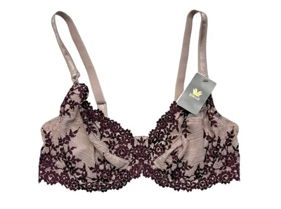 Novo Sutiã Wacoal Feminino 38C Abraço Renda Roxo Floral Underwire Cobertura Total - Imagem 1 de 4