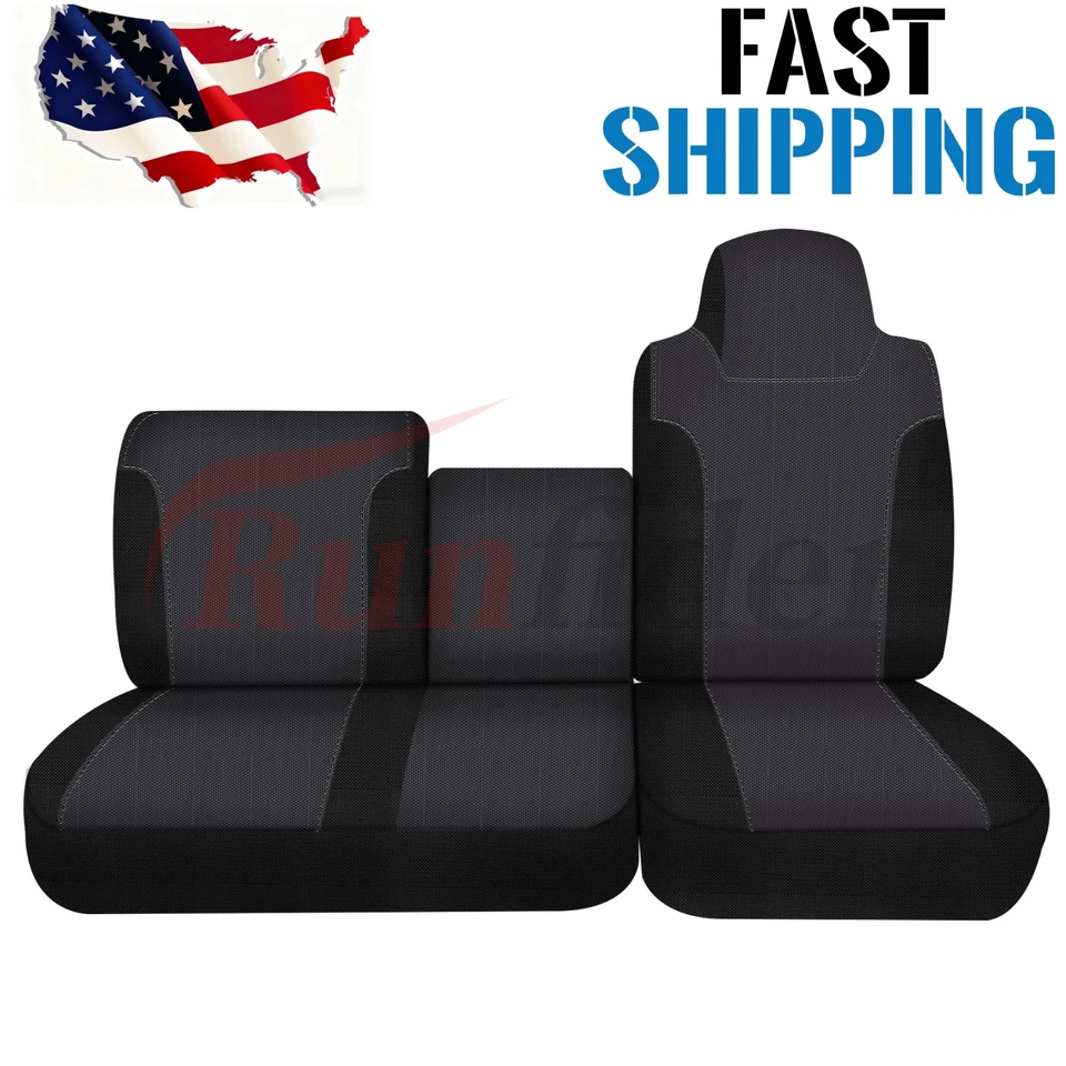 Custom 40/60 Split Bench Seat Cover for Isuzu NPR 1995-2005 by Runfider-Black — 第 1/4 张图片
