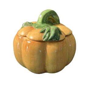 Tarro de galletas de calabaza de cerámica tarro de dulces calabaza con tallo ¡EXCELENTE! - Imagen 1 de 10