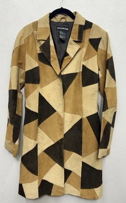 Gabardina Chaqueta Vintage Gamuza Retazos Marrón Mediana Hippie Boho Retro Años 70 Foto 1 de 4