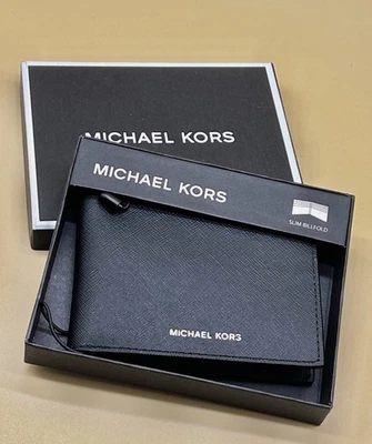 NUEVA Cartera Michael Kors Andy Para Hombre Delgada Billetera de Cuero Negra Precio de venta sugerido por el fabricante 98 USD Foto 1 de 4