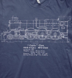 Live steam castle class model plans trains GWR t shirt - Picture 1 of 1