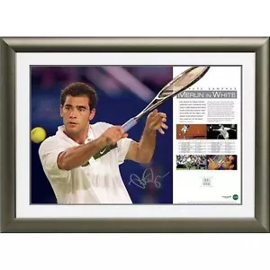 PETE SAMPRAS SIGNED LIMITED EDITION 'MERLIN IN WHITE' PRINT FEDERER NADAL HEWITT - Picture 1 of 1
