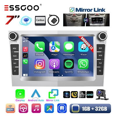 7" Carplay Android 13 32G Car Stereo GPS RDS Cam For Opel/Vauxhall Astra Corsa C - Image 1 of 4