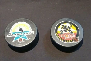 2 NHL Hockey Pucks - 1997 San Jose Sharks All Star Game & 1996 Boston All Stars - Picture 1 of 6