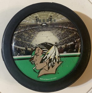 Retired Logo Fighting Sioux Hawks Stadium University Of North Dakota Hockey Puck