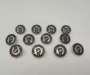 12 pcs Horseshoe Silver Molded Plastic Craft Sewing Shank Buttons 15mm Round VTG - Picture 1 of 3