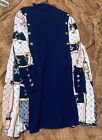 Dress Women’s Party Size 1XL Color Blue And White Long Sleeve Round Neck Button