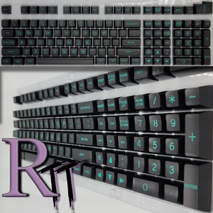 104Pcs/Set Black Teal Full Size Key PBT Double Shot Keycaps Mechanical Keyboard - Picture 1 of 4