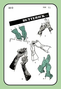 GUANTES Día NOCHE Desgaste SIN DEDOS Espumas Butterick 2810 De Colección 1943 Patrón de Costura - Imagen 1 de 5