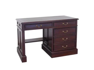 Schreibtisch Computertisch Büromöbel Holz massiv braunes Leder B: 120 cm (4539) - Bild 1 von 10