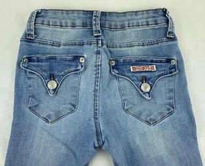 Hudson Flap Pocket Skinny Light Blue Denim Jean Cuffed Jeggings Girls Size 12 - Picture 1 of 9