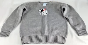 bella bliss Boutique Sweater Size 8 Gray Spotted Dog Dalmatian Crew Neck EUC - Picture 1 of 6