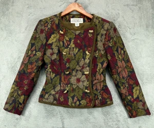 VTG Constance Saunders Tapestry Brocade Jacket Blazer 4 Wool Trim ILGWU Union - Picture 1 of 12