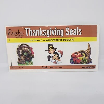 Vintage 1960's Eureka Thanksgiving Day Seals 36 Sticker Booklet New Unused NOS - Image 1 of 4