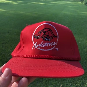 Vintage Arkansas Razorbacks Hat 90s Braided Rope Red - Picture 1 of 12