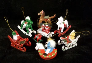 8 Rocking and Rolling Horses and Sleighs Christmas Tree Ornaments - Picture 1 of 14