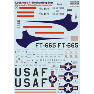 Decalcomania Lockheed F-80 Shooting Star parte 6 per aereo stampa scala 1:48 48-285 - Foto 1 di 2