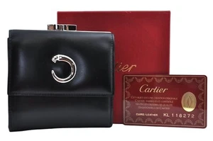 Authentic Cartier Must de Cartier Trifold wallet Purse Leather Black Box 0024M - Picture 1 of 10