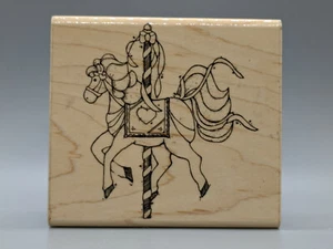 D.O.T.S. 1989 #103 Carrusel Caballo-4.50" x 4.25-Sello de madera-Envío gratuito - Imagen 1 de 9
