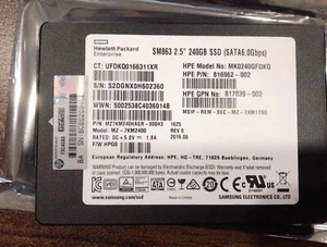 HPE Samsung SM863 240GB SSD 2.5" SATA 6Gbps MZ7KM240HAGR-000H3 MZ-7KM2400 - Picture 1 of 1