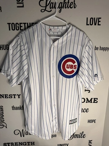 Majestic Cool Base Kris Bryant Chicago Cubs #17 Pinstripe Baseball Jersey SizeLG Cover