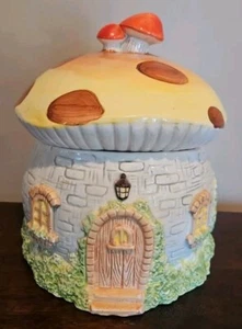 Vintage 1993 Heritage Mint Mushroom Gnome Elf House Cottage Cookie Jar Farmhouse - Picture 1 of 11