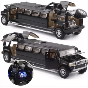 1:32 Alloy Lengthen Hummer Limousine Diecast Car Model Sound Light PullBack Gift - Picture 1 of 11