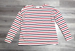 Pomander Place Top Red White Blue Striped Long Sleeve Pullover T-Shirt Size M - Picture 1 of 5