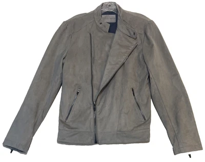 ZARA MAN Jacket Men (Size EUR/M, USA/M) Gray Faux Suede Asymmetrical-Zipper - Image 1 of 4