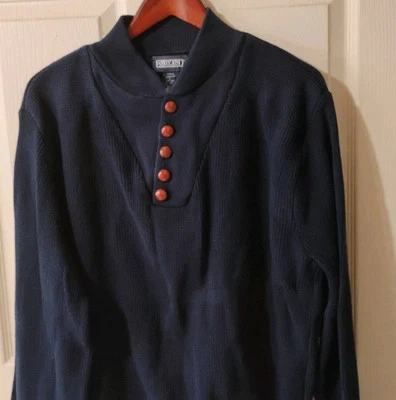 Suéter De Colección Lands' End Para Hombre Grande 42-44 Pescador Tejido Henley Años 90 Preppy Foto 1 de 4