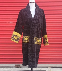Versace I Herz Barock Baumwolle Bademantel Größe Small Schwarz Guter Zustand Reparaturbedürftig - Bild 1 von 11