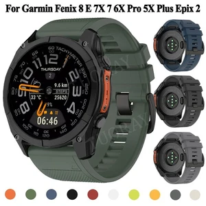 22mm 26mm Quick Fit Silicone Band for Garmin Fenix 8 7 7X 6 Pro 5 5X Plus Strap - Picture 1 of 66