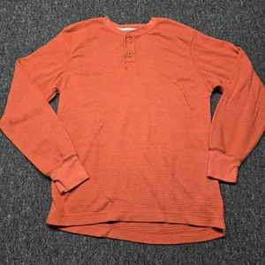 Faded Glory Herren Waffel Henley Shirt Orange Langarm Thermo Gr. SMALL - Bild 1 von 9