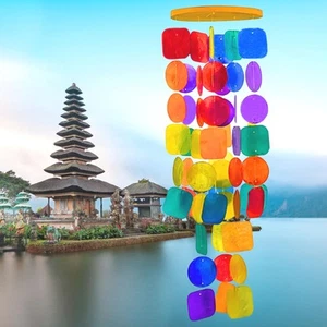 Wind Chimes for Outside Capiz Sea Glass Shells 27 inch Rainbow Outdoor Windch... - Picture 1 of 9