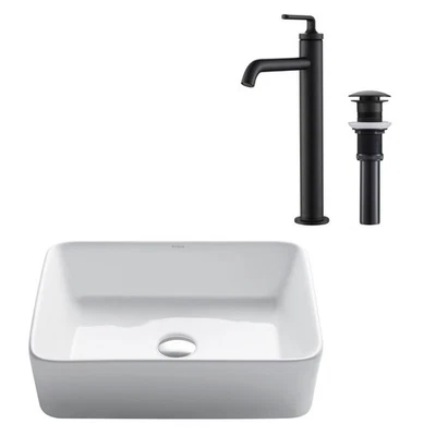 Fregadero de baño de porcelana vítreo Kraus C-KCV-121-1220 Elavo 19-1/4" Foto 1 de 4