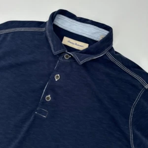 Tommy Bahama Herren Poloshirt Large dunkelblau Kurzarm Piqué Kontrastnähte - Bild 1 von 10