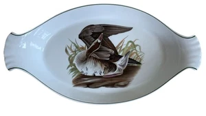 Teglia da forno Le Faune L Lourioux porcellana ignifuga uccellino Francia Au Gratin 14x8" - Foto 1 di 6