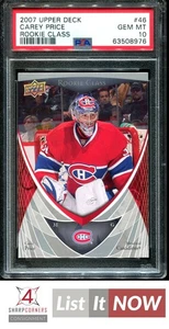 2007 UPPER DECK ROOKIE CLASS #46 CAREY PRICE RC PSA 10 - Picture 1 of 19