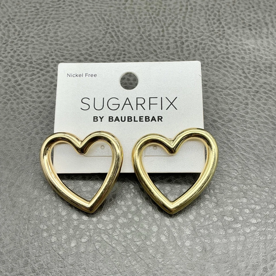 Pendientes de aro Sugarfix by BaubleBar corazón abierto para mujer tono dorado sin níquel Foto 1 de 4
