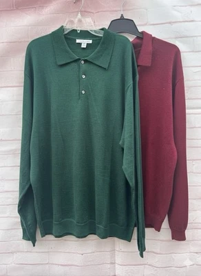 Par de suéteres polo Linea Uomo para hombre 3XLT mezcla de lana ligeros verde rojo Foto 1 de 4