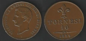 1859 Regno delle Due Sicilie 10 Tornesi bronze Gigante n. 4a SPL-MS61 - Imagen 1 de 1