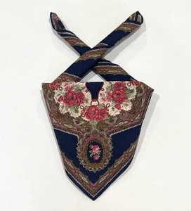 Handkerchief VTG Christian Dior  Paisley Floral Blue Cotton Pocket Square 20” - Picture 1 of 9