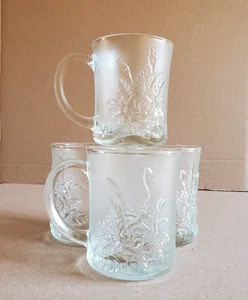 Juego de 4 tazas de café de vidrio esmerilado vintage Pasari Crystal Livia Rose - Imagen 1 de 9