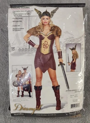 Dreamgirl Viking Costume Womens Medium Faux Leather Dress Celtic Trim Halloween - Image 1 of 4