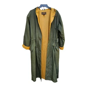 Eddie Bauer Overcoat Raincoat Trench Coat Women's Small/Petite  Green Button Up - Picture 1 of 9