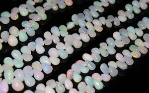 Opal Perlen - Natürlicher Äthiopischer Multi Opal Glatt Birne Briolette 5-10mm Edelstein - Bild 1 von 8