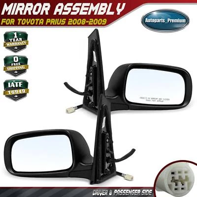 2x Power Glass Adjust Mirror Manual Fold Smooth Black for Toyota Prius 2008-2009 - Image 1 of 4