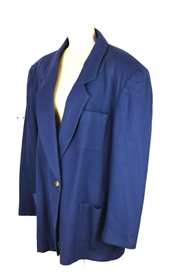 Elisabeth Liz Claiborne Abrigo Azul Chaqueta Traje Capa Talla 24 Lana Ropa de Oficina Foto 1 de 4